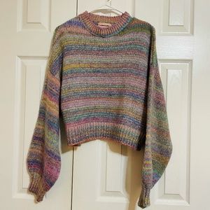 Urban Outfitters Agatha Balloon Sleeve Rainbow Sweater